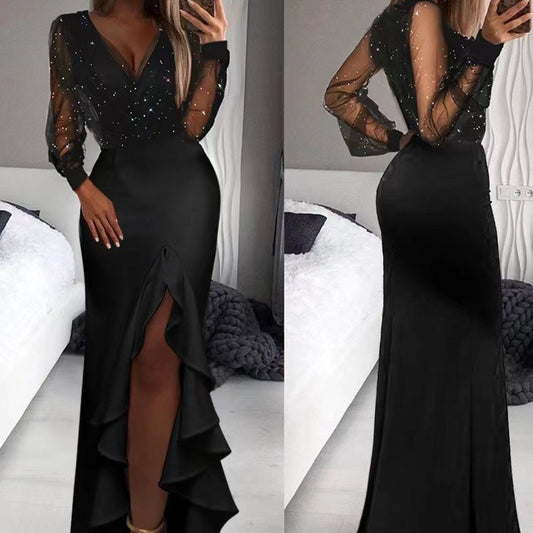 Woman  Digi Store  Artistic Mesh Sequins Temperament Dress