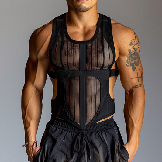 Meta Digital Store Men's Sexy See-through Mesh Workout Sleeveless Vest