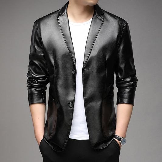 Meta Digital Store  Men's Pu Leather Jacket For Young And Middle-aged Men's Casual Dad