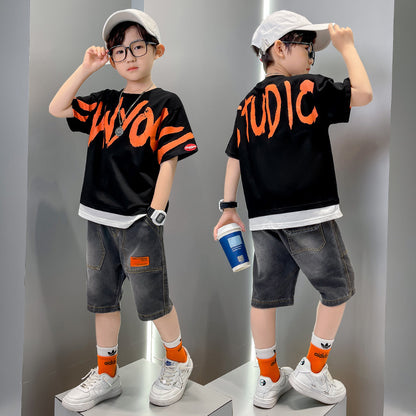 Meta Store Boys Clothing Big Boy's Short Sleeve Suit T-shirt Trendy