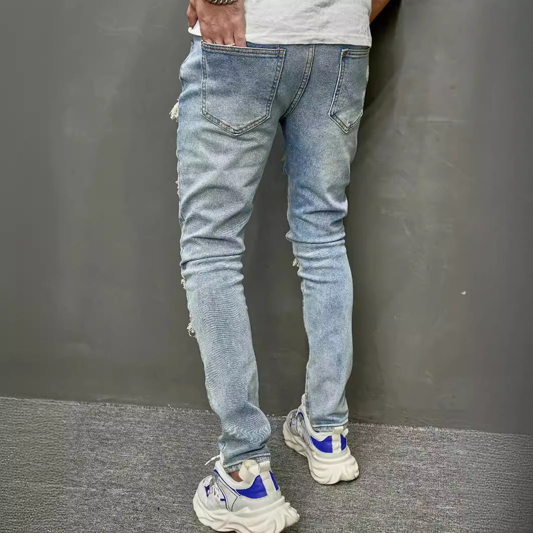 Meta Digital Store Jeans High Quality Men's Worn Skinny Stretch Jeans