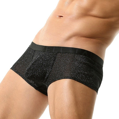 Men's Underwear Low Waist Sexy Mesh U Convex Men's Boxers Bright Men's Boxer Underwear