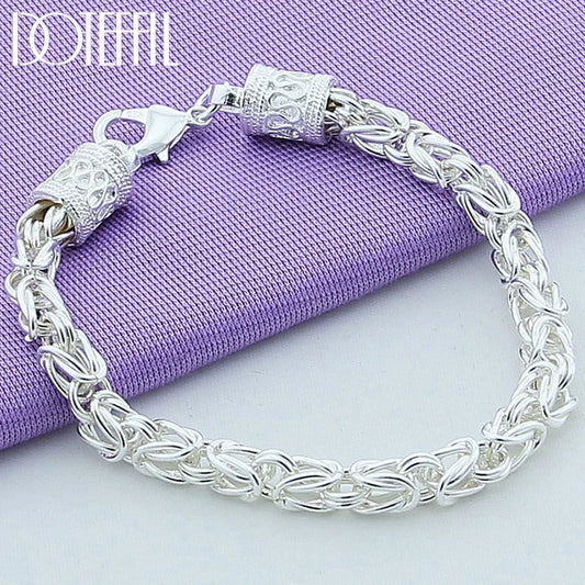 DOTEFFIL 925 Sterling Silver/24K Gold Lobster Clasp Bracelet For Woman Man Fashion Wedding Engagement Jewelry