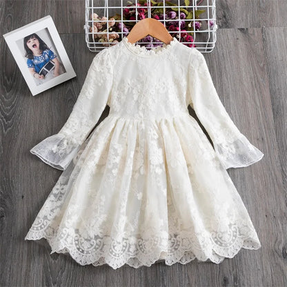 Floral Embroidery Girl Princess Lace Dress Kid Baby Party Wedding Pageant Gown Formal Dresses for 3 4 5 6 7 8 Years Girls Cloth