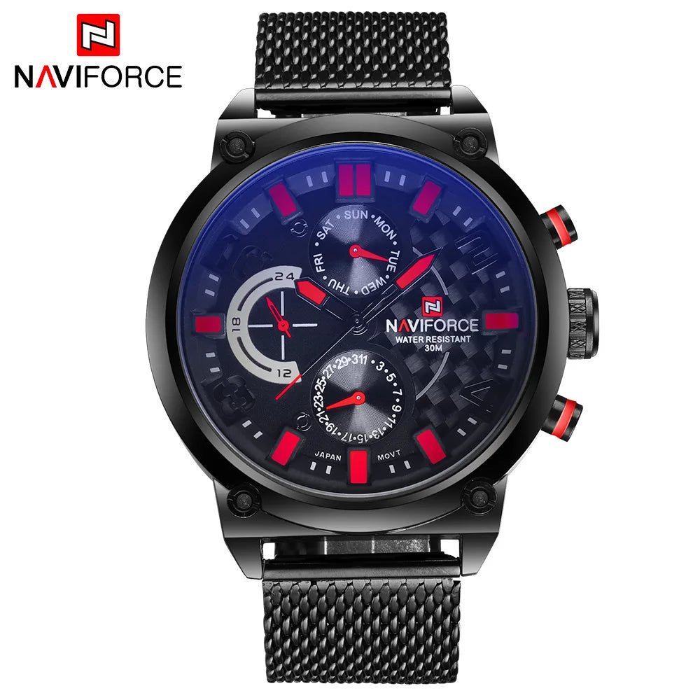 Naviforce Luukse handelsmerk Mans Vlekvrye Staal Analoog Horlosies Mans Quartz 24 Uur Datum Horlosie Man Mode Informeel Sport Armhorlosie