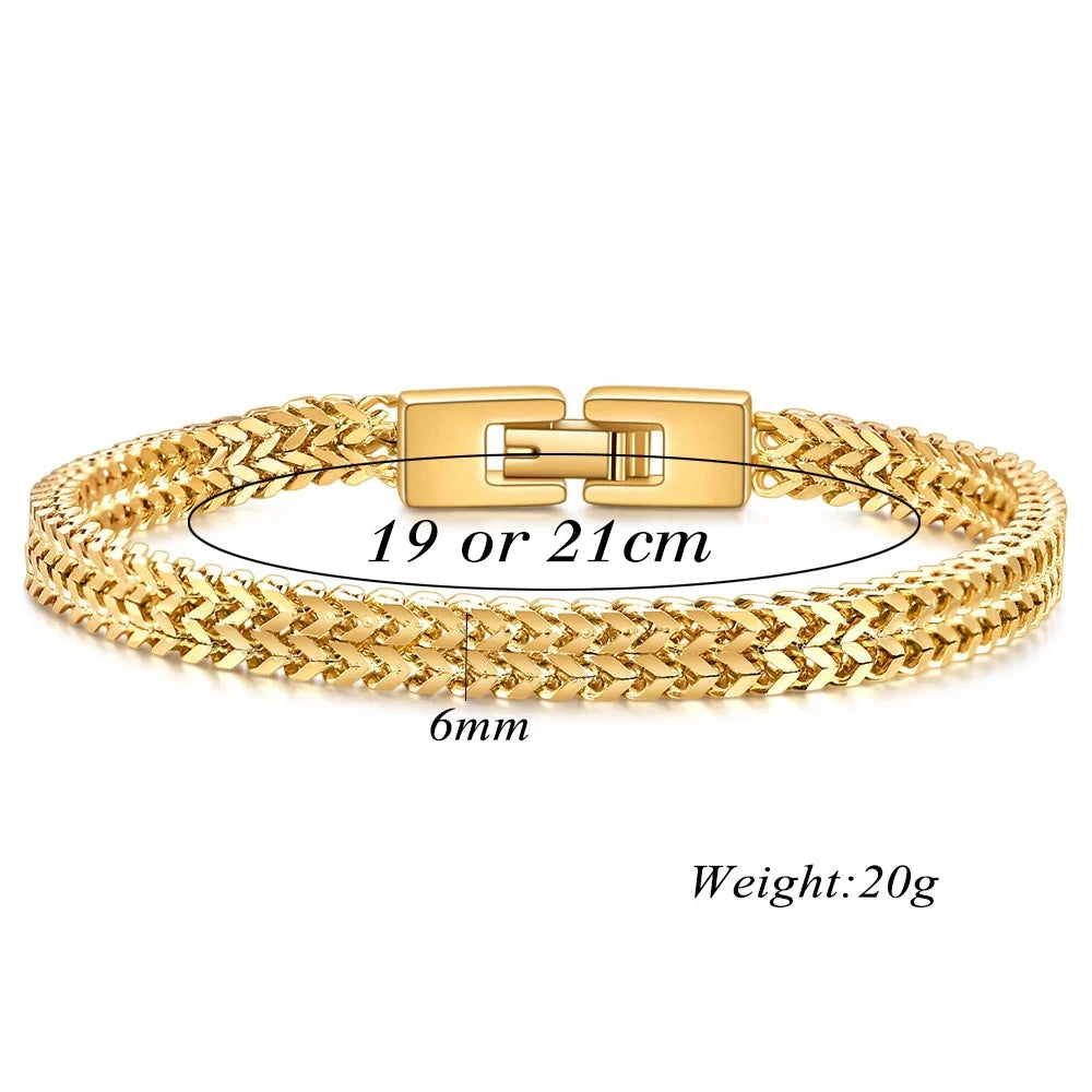 Trendy Double Layer Chain Bracelets for Men Stainless Steel Punk Jewelry Antique Christmas Gift Foxtail Male Pulseira Accessory