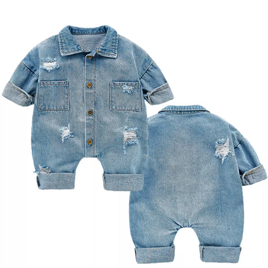 Newborn Baby Denim Baby Girl Clothes Outfits Baby Boys Rompers Kid Cotton Flexible Hole Denim Costume Girls Infant Jumpsuit