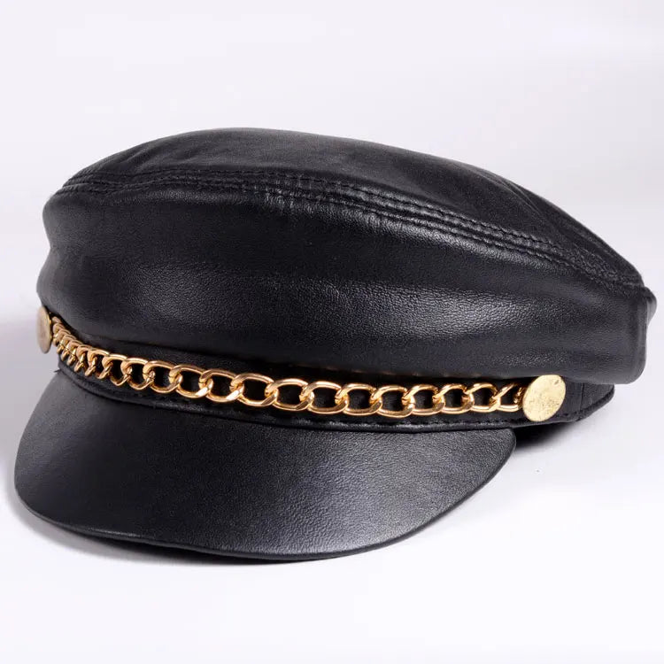 RY0101 BRAND NEW 2023 Spring/Winter Unisex 54-60 CM Balck Genuine Leather Windproof Baseball Caps Man/Woman Duckbill Gorras