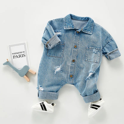 Newborn Baby Denim Baby Girl Clothes Outfits Baby Boys Rompers Kid Cotton Flexible Hole Denim Costume Girls Infant Jumpsuit