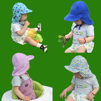 UPF50 + Uv Toddler Infant Kid Sun Cap Summer Outdoor Baby Girls Boys Holiday Cute Cartoon Beach Quick-Dry Hat