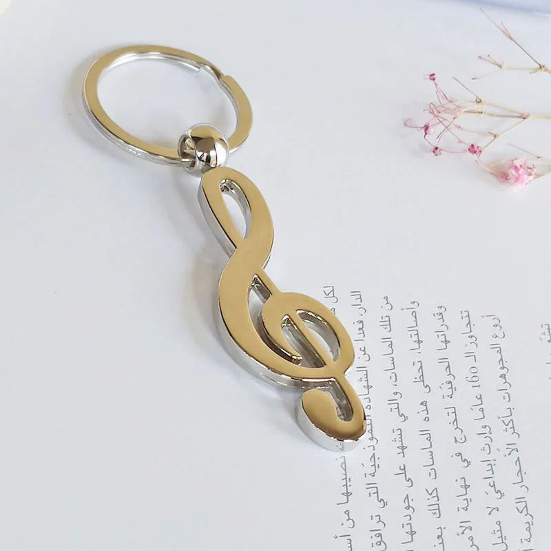 Hot Nw Metal Musical note Key chain Cool Luxury Car Key Ring Musical Bag pendant Keychains For Man Women Gift jewelry K1602