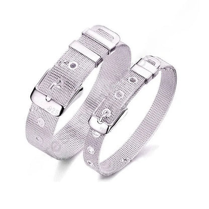 Modieuse gordelontwerp suiwer 925 sterling silwer fyn juweliersware armband 2 grootte opsies vir vrou man