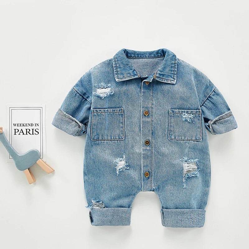 Newborn Baby Denim Baby Girl Clothes Outfits Baby Boys Rompers Kid Cotton Flexible Hole Denim Costume Girls Infant Jumpsuit