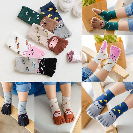 2018 Brand New Children Toddler Kid Girl Boy 100% Cotton Toe Socks Cute Animal Print Knit Ankle Socks 5 Style One Pair 3-12T