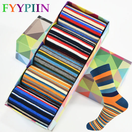 Casual Mens Socks Chromatic Stripe Five Pairs Of Socks Man With The Final Design Clothing Fashion Designer Style Cotton  No Box