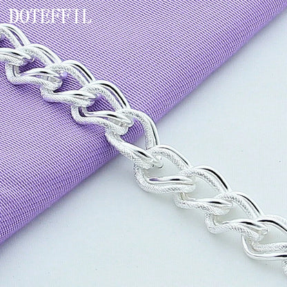 DOTEFFIL 925 Sterling Silver 24K Gold Matte Smooth Ring Chain Bracelet For Women Man Fashion Wedding Engagement Party Jewelry