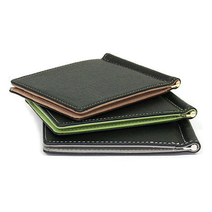 Slim Men's Leather Money Clips Wallets Women Casual Purse With Metal Clamp Small Bag For Man Credit Card Slots Cash Holder