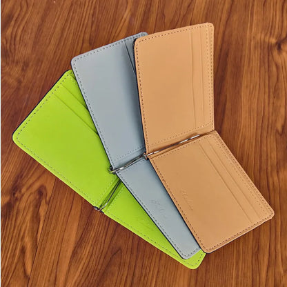 Slim Men's Leather Money Clips Wallets Women Casual Purse With Metal Clamp Small Bag For Man Credit Card Slots Cash Holder