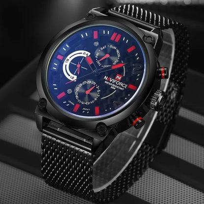 Naviforce Luxury Brand Men Stainless Steel Analog Watches Men's Quartz 24 Hours Date Clock Man Fashion Casual Sports Wirst Watch