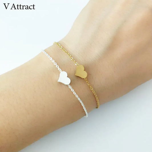 V Lok Mini Love Heart Statement Armbande Vir Vroue Paartjie Juweliersware Vlekvrye Staal Hand Skakel Beste Vriend Geskenk Pulseras