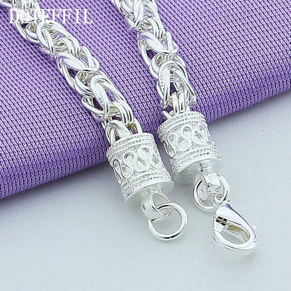 DOTEFFIL 925 Sterling Silver/24K Gold Lobster Clasp Bracelet For Woman Man Fashion Wedding Engagement Jewelry