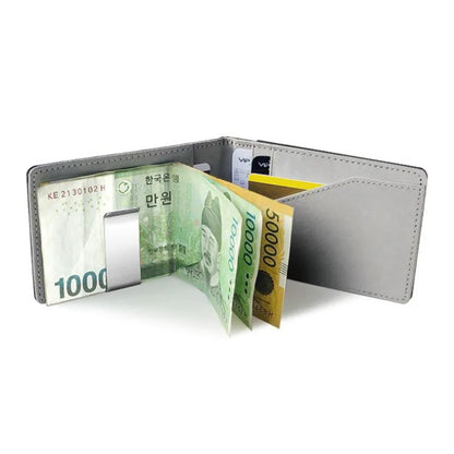 New Fashion Men's Leather Money Clips Wallet Multifunctional Thin Man Card Purses Women Metal Clamp For Money Cash Holder