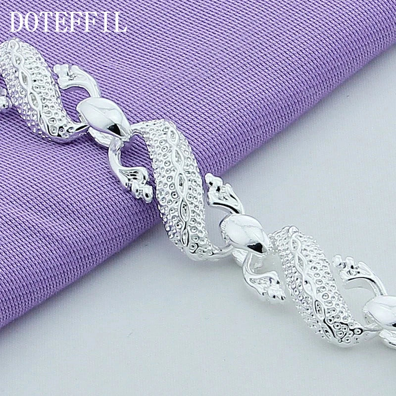 DOTEFFIL 925 Sterling Silver Dragon Cuff Bracelet For Man Women Charm Wedding Engagement Party Fashion Jewelry