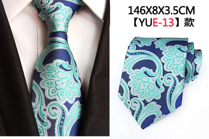 Ricnais New Design Mens Tie Luxury Man Floral Paisley Neckties Hombre 8 cm Gravata Tie Classic Business Casual Tie For Wedding