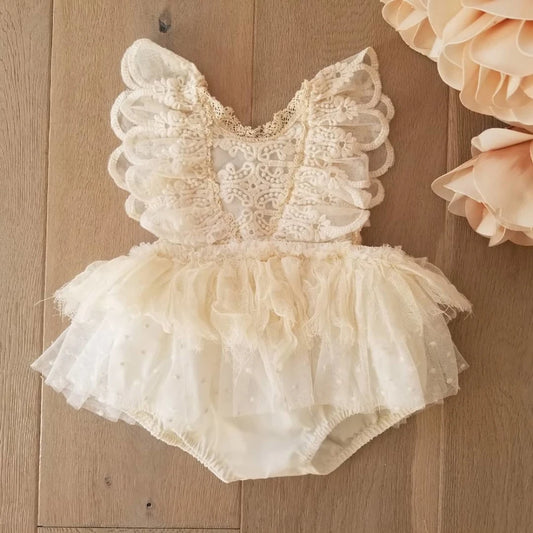 0-24 Months Baby Girl Clothes Girls Flower Lace Romper Newborn Jumpsuit Kids Tutu Princess Outfit Summer Kid One-Pieces Clothing
