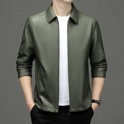 Meta Digital Store  Lapel Ecological Real Leather Clothes Coat Leather Jacket Men