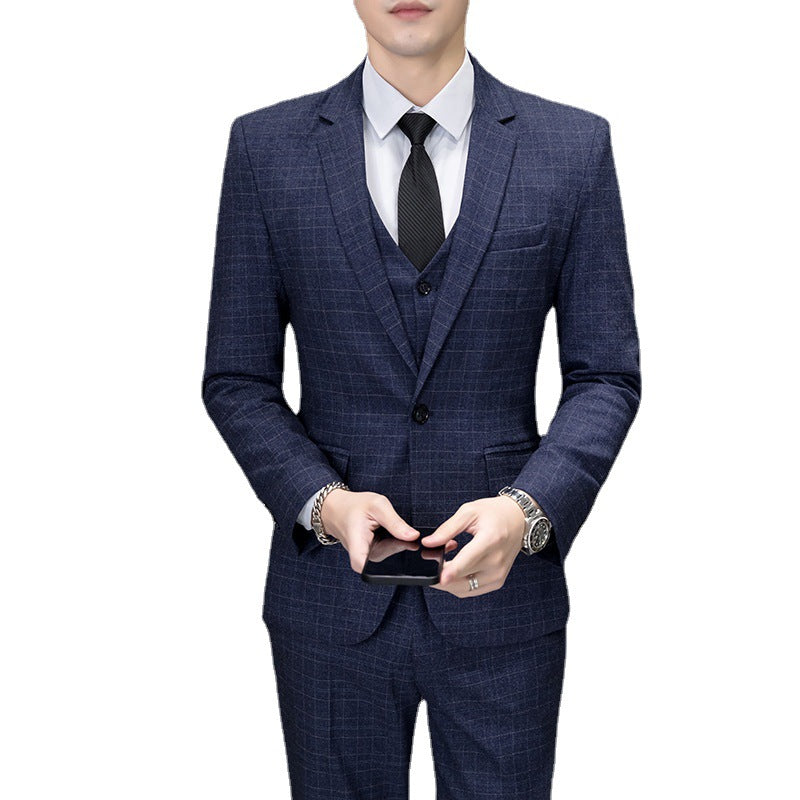 Meta  Digital Store   Men's Korean-style Slim Fit Youth Leisure Suit Three-piece Suit