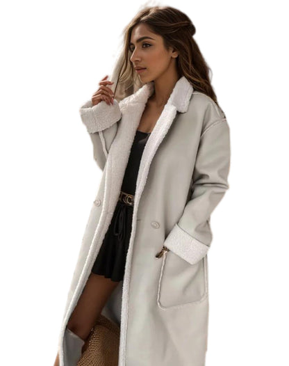 Digi Store Toevallige Leer Verdik Trench Coat Los Modieuse Baadjie