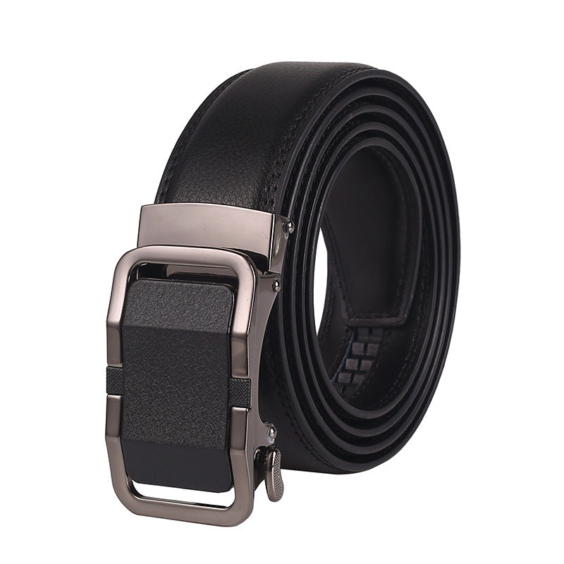 Meta  Digital Store  Men's Leather Automatic Buckle Two-layer Cowhide Embossed Belt