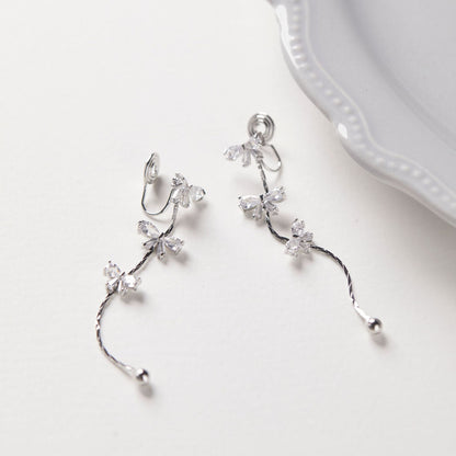 Bow Fringed Zircon Long Earrings