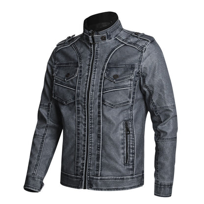 Meta Digital Store Thick PU Leather Coat Men's Fashion Casual