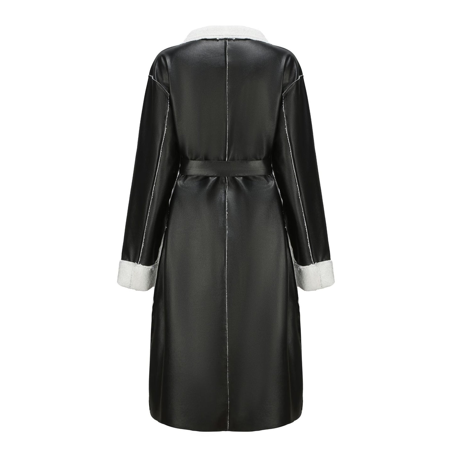 Digi Store Toevallige Leer Verdik Trench Coat Los Modieuse Baadjie