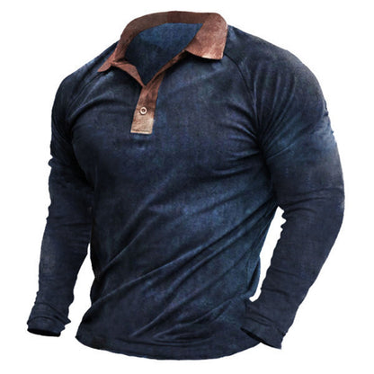 Meta Digital Store  Men's 3D Digital Printing Long Sleeve Zipper Polo Shirt