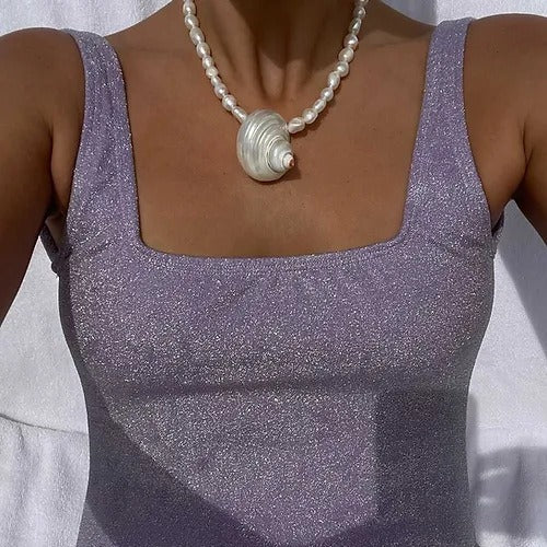 Meta Digital Store Jewelry  Natural Baroque Freshwater Short Pearl Necklace Conch Necklace