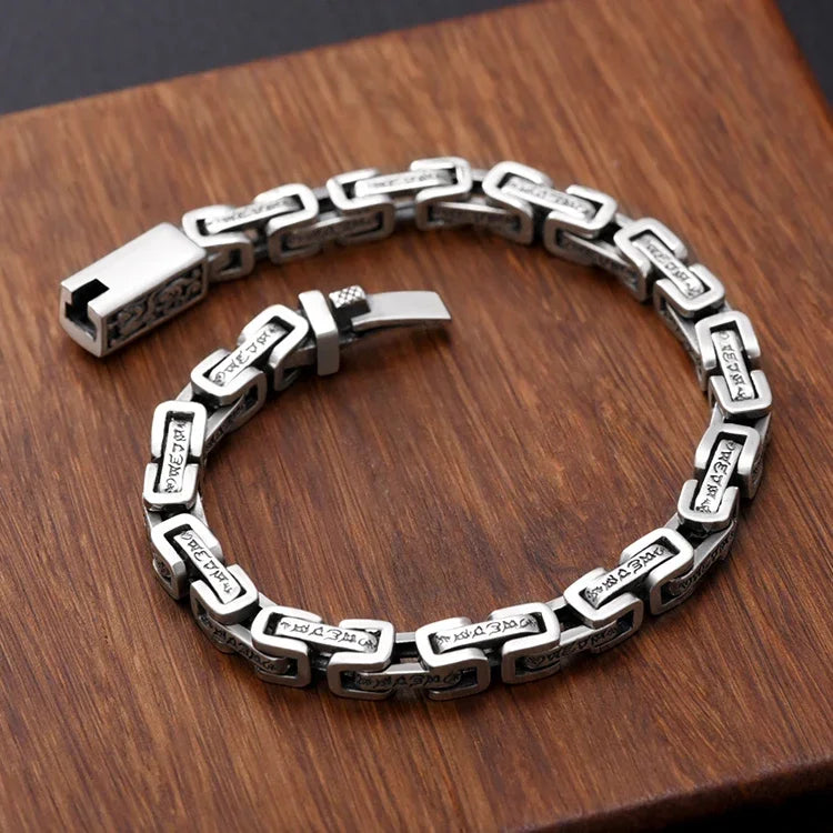 Hanfeng Dragon Pattern Six-character Mantra Ring Collar Bracelet Male Trend Retro Hipster Hip-hop Personality Men Simple