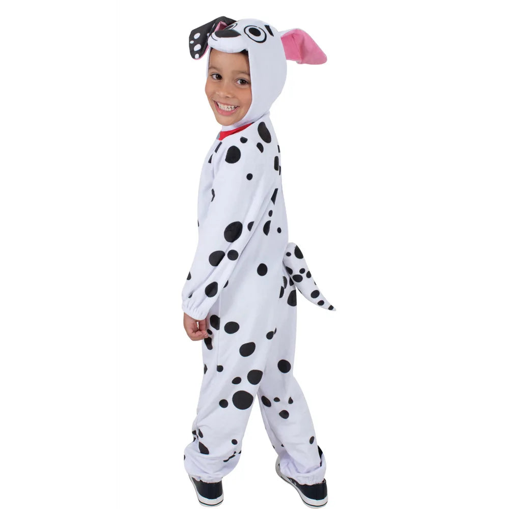 Kinders unisex aanbiddelike Polyester Plush Spotprent Dalmatians Honde Jumpsuit Kostuum vir Halloween Fancy-dress up Party