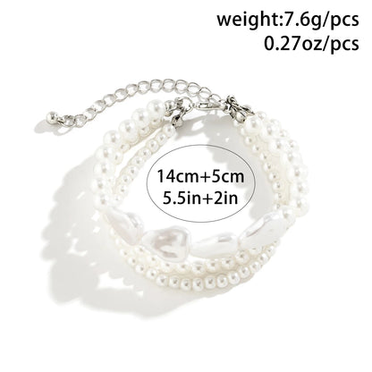 Elegant Multilayer Imitation-Pearl Chain Bracelet for Women Wedding Bridal Kpop Charm Beaded Bangles Couple Hand Jewelry