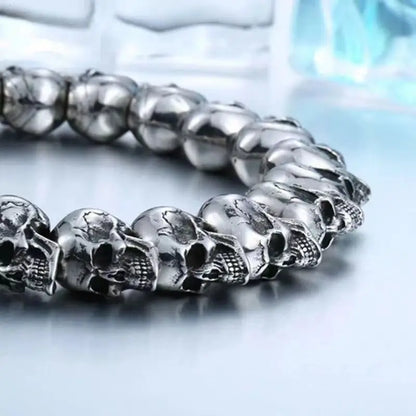 Skull Beaded Bracelet Men\'s Domineering Retro Punk Trend Bracelet Gothic Hip Hop Rock Motorcycle Riding Jewelry Gift