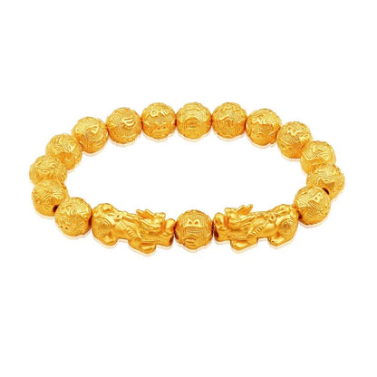 Fengshui Prosperity Armband 10mm Natuurlike Kraal Armbande Enkel Pi Xiu / Pi Yao Lok Rykdom Gesondheid en Sterkte Polsketting