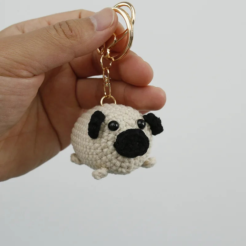 Cute Small Bear Couple Keychains Unique Knitting Cartoon Doll Funny Keyrings For Two Kawaii Crochet Keychain Keys Bag Pendant