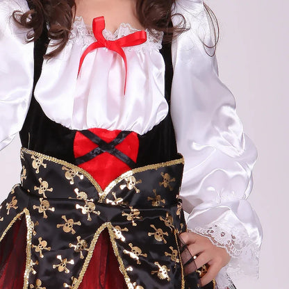 Kids Caribbean Pirate Girl Captain Costume Carnival Masquerade Party Children Girls Fancy Dress Cosplay Clothes