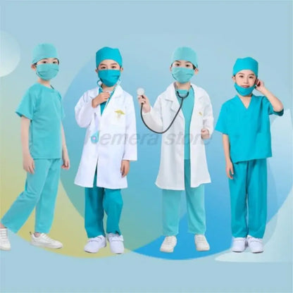 Hospital Doctor Career For Kids Girl/Boy Surgeon Dr Uniform Boys Child Career Halloween Cosplay Costume Party Dress Up