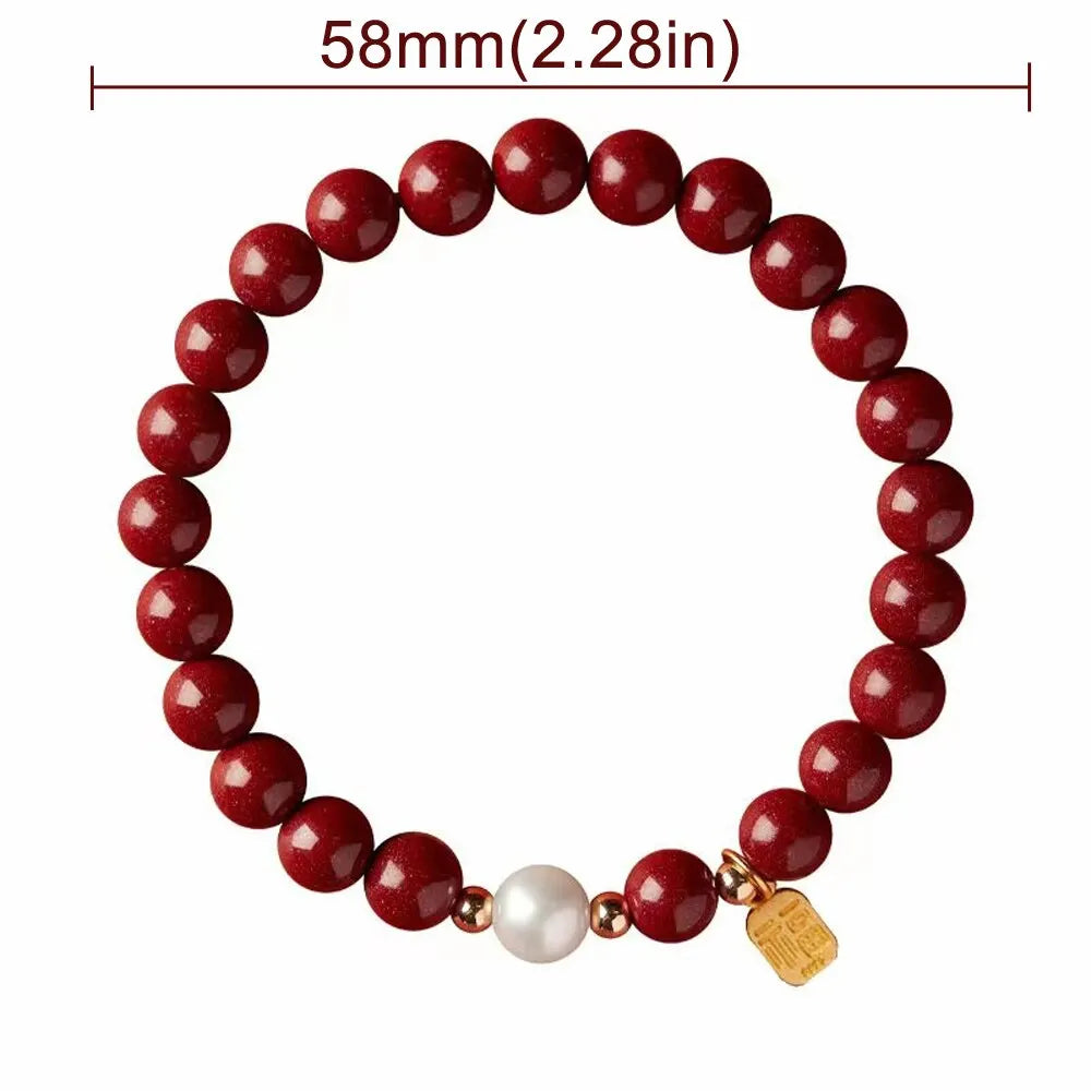 Feng Shui Wealth Armbande vir Vrou - Natuurlike Cinnabar Armband vir Vroubeskerming Bring geluk Voorspoed Lok Geld