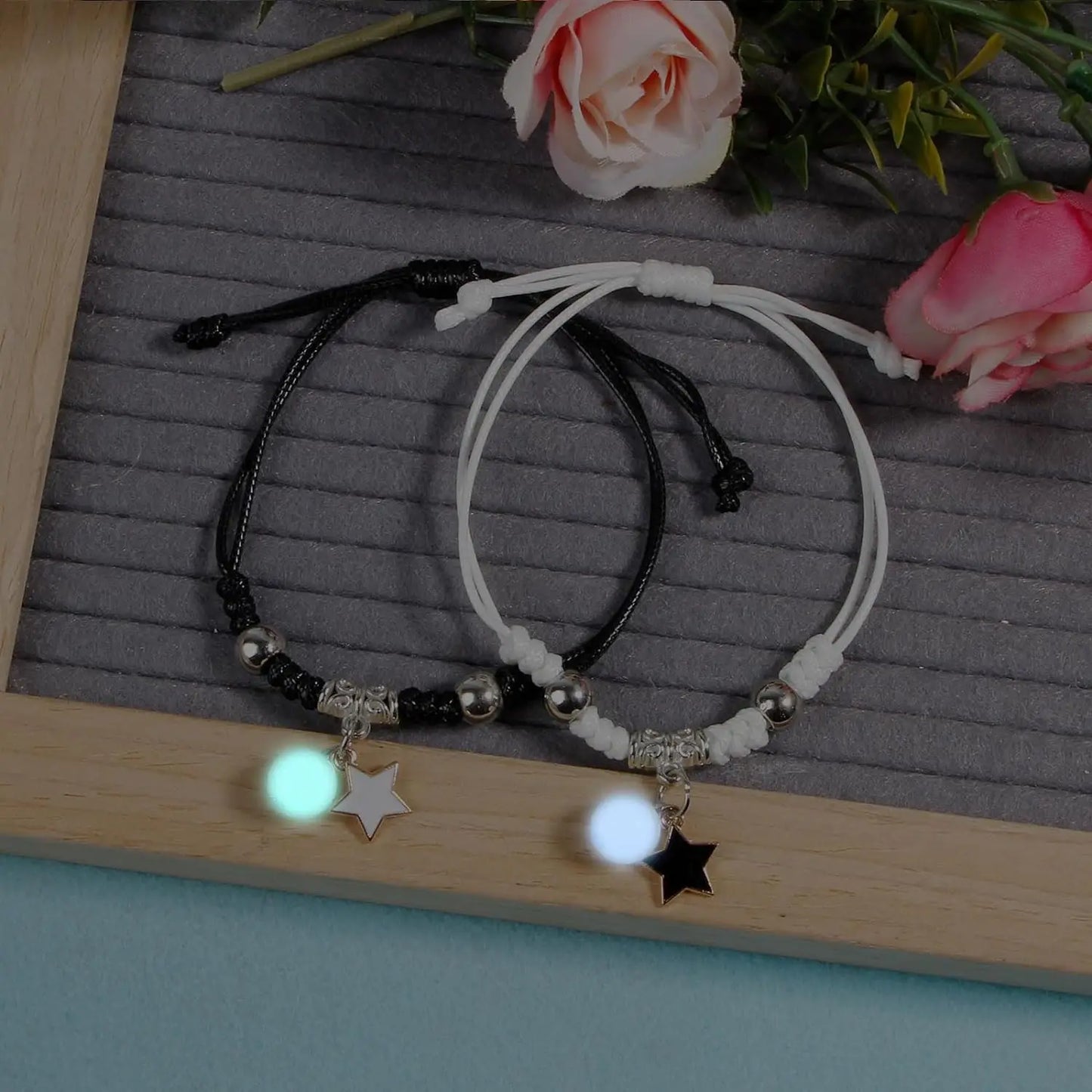 Fashion Night Glow Star Moon Bracelet Adjustable Drawstring Bracelet Astronaut Lock Key Pendant Bracelet Couple Friendship Gift