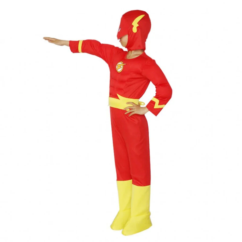 Kids Flash Spier Superhero Fancy Dress Fantasy Carnival Party Halloween Cosplay Kostuums