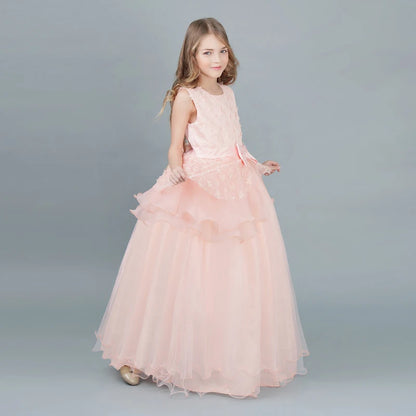 Kid Wedding Dresses for Girls Elegant Flower Princess Long Gown Baby Girl Christmas Dress vestidos infantil Size 6 12 14 Years